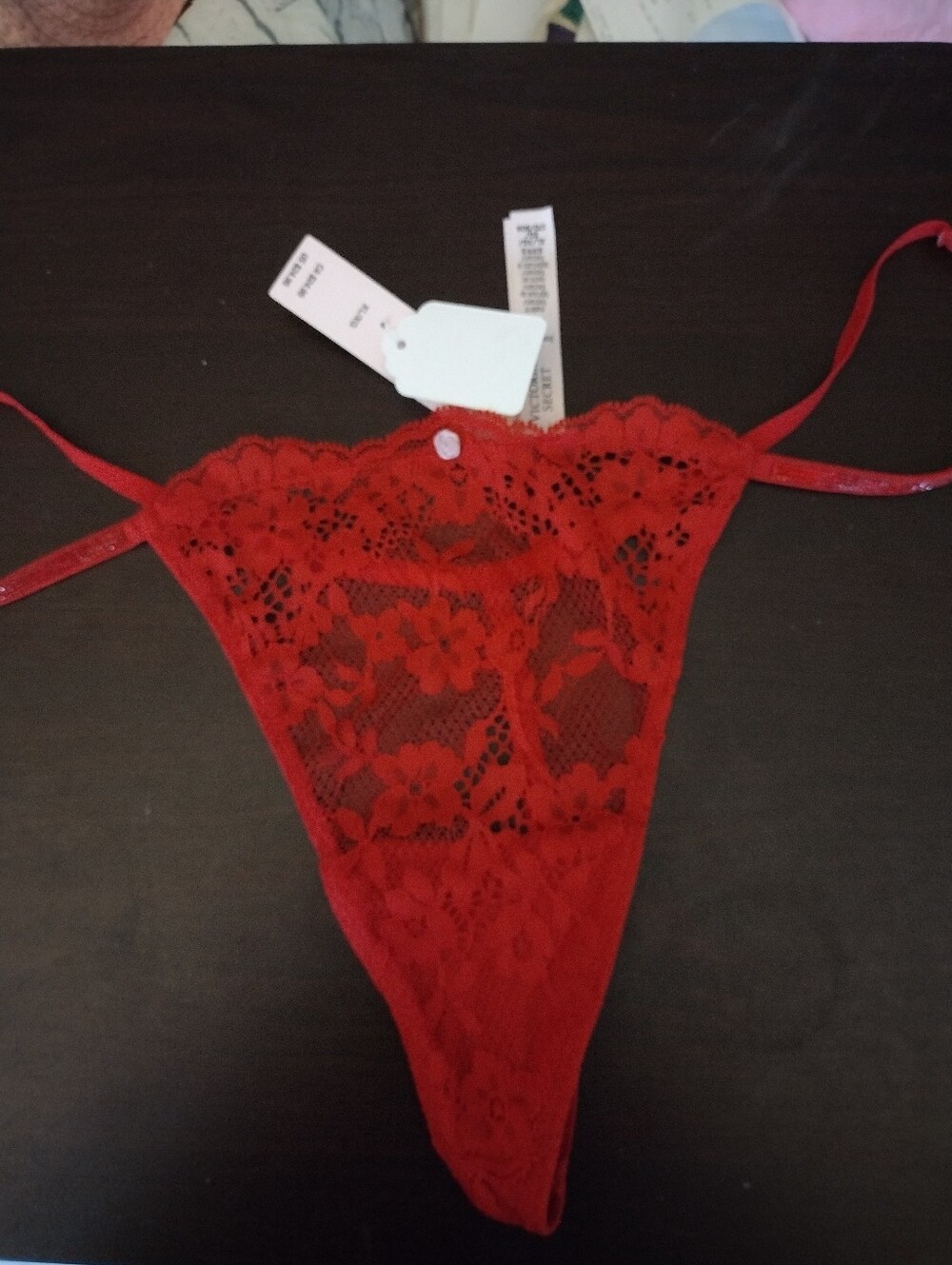 NWT Victoria's Secret Dream AngelsRed Lace Thong V String Panty - Floral Lace XL
